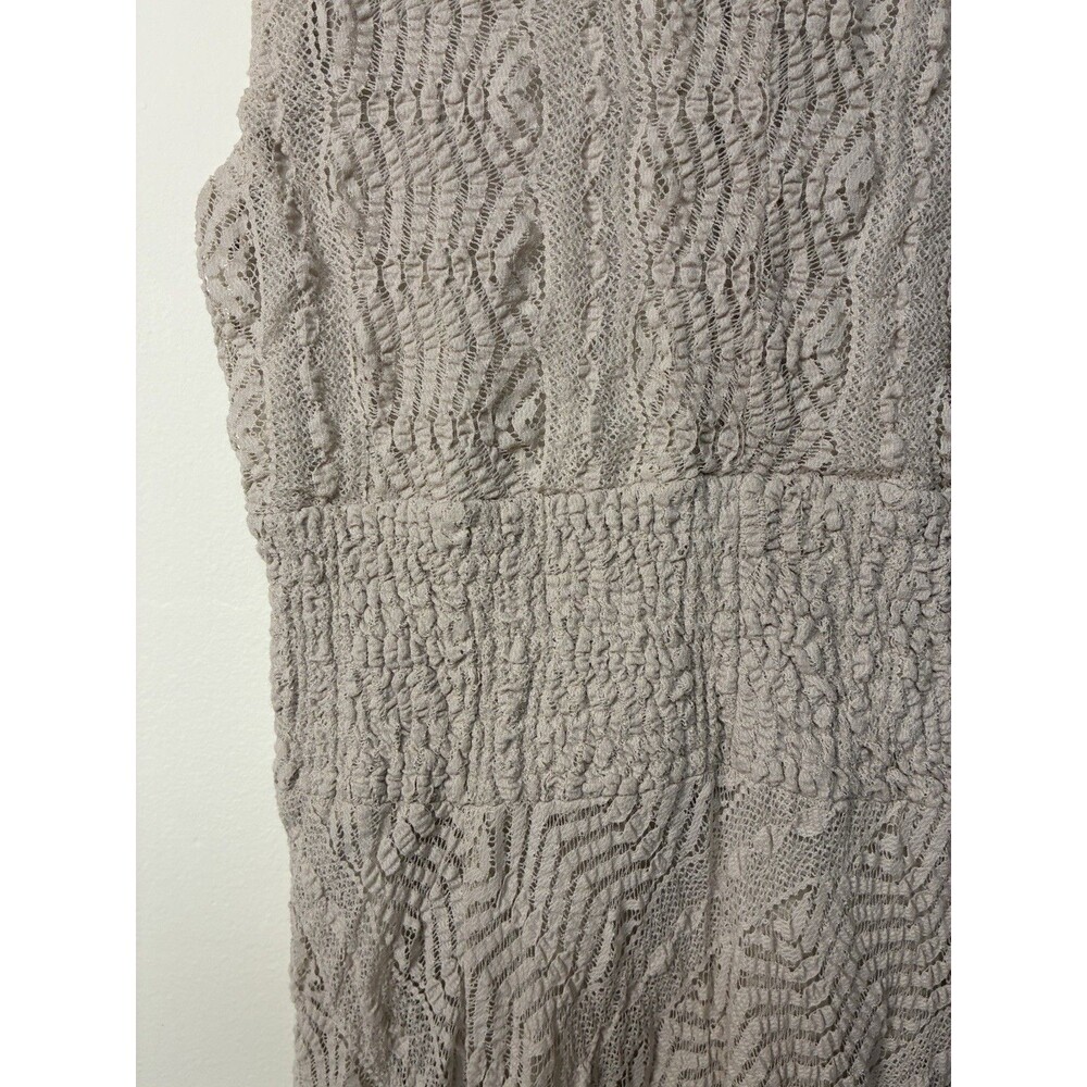 Rabbit Rabbit Rabbit Designs Midi Dress Sleeveless V-NeckTan Lace Stretchy L - Picture 8 of 13